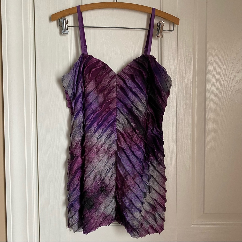 Studio Y Purple Gray Pink Camisole Babydoll Textured Ruffles S/M Y2K Fairy 90s